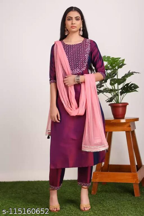 Kurta and pant with dupatta set  uploaded by business on 6/24/2022