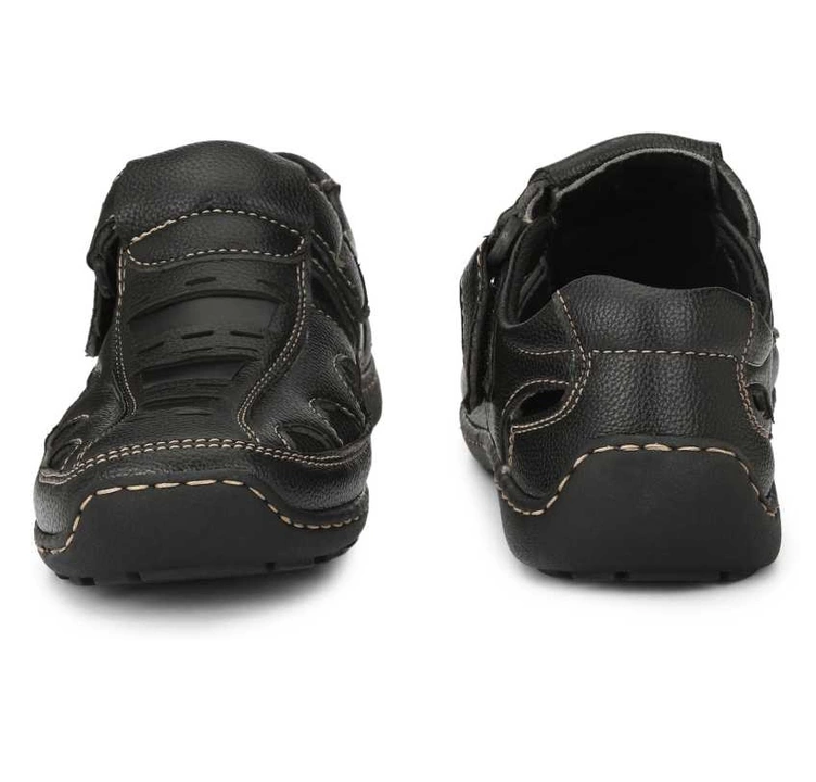 Lazy21 🥳 Synthetic Leather Black 🖤 Comfort Velcro Fashionable  Attractive Daily Wear Roman Sandals uploaded by .lazy21.com on 6/25/2022