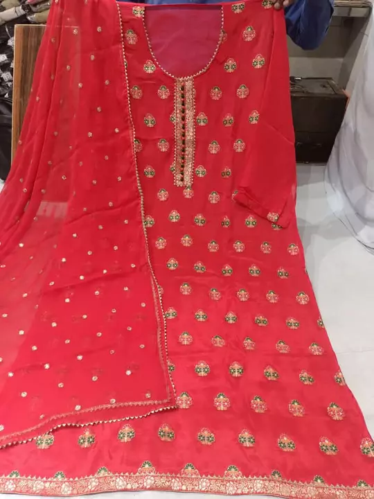 Red common chhenon fabric uploaded by  Karan Agency on 6/25/2022