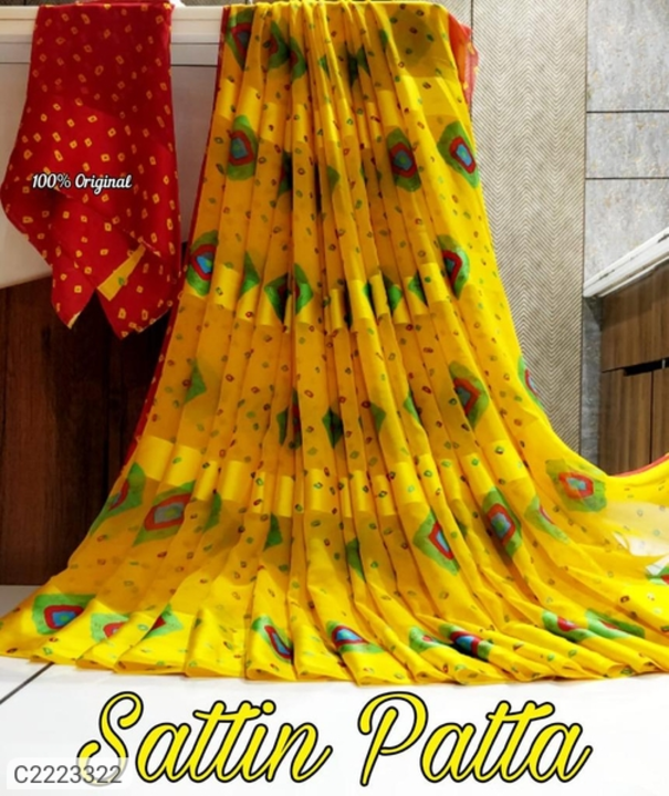 Beautiful georgette printed with satin patti saree uploaded by business on 6/26/2022