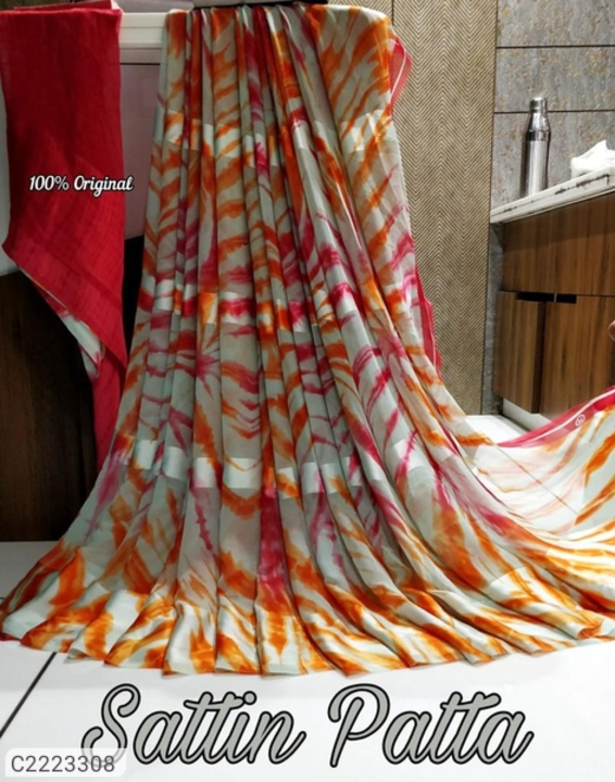 Beautiful georgette printed with satin patti saree uploaded by business on 6/26/2022
