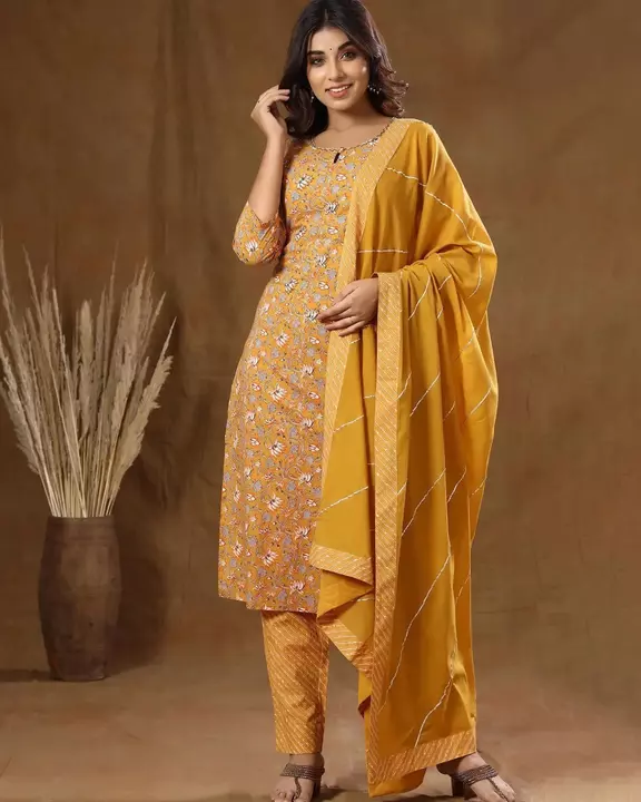 Yellow cotton printed suit set  uploaded by business on 6/26/2022