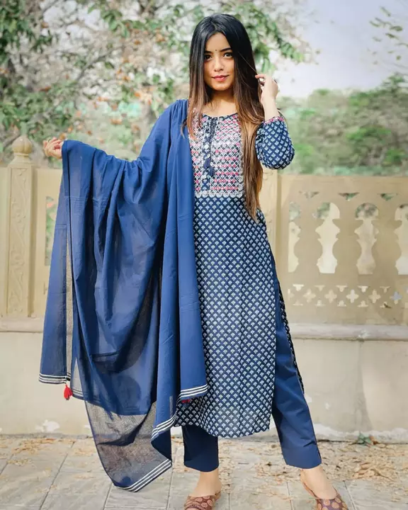 Blue print cotton suit set  uploaded by Param Vastra on 6/26/2022