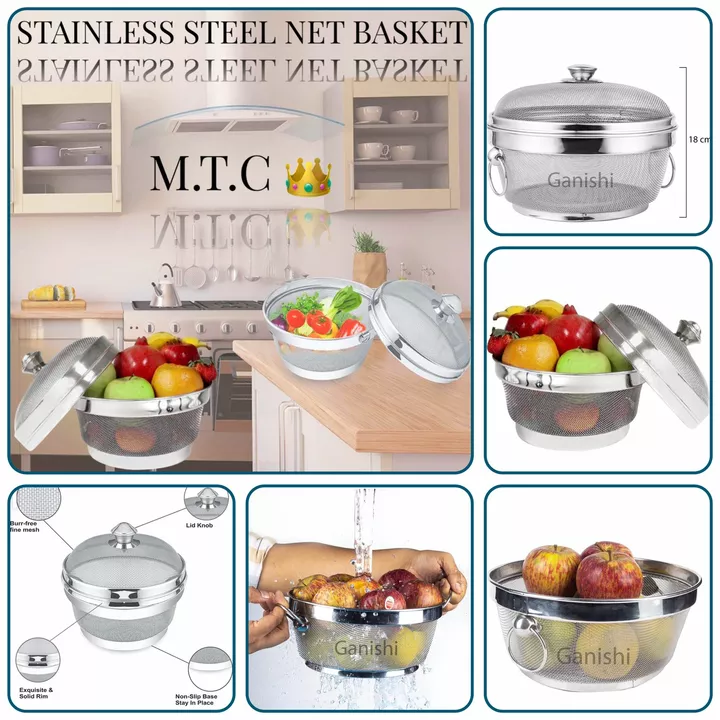 STAINLESS STEEL NET BASKET WITH LID uploaded by M.T.C 👑 on 6/26/2022
