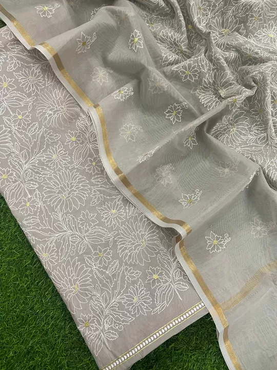 Banarasi chanderi suit and dupatta*  uploaded by business on 6/26/2022