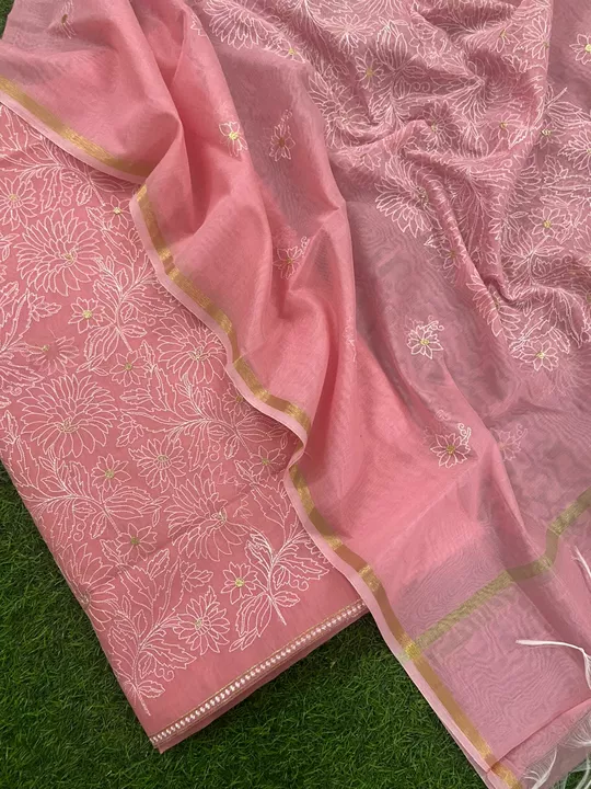 Banarasi chanderi suit and dupatta*  uploaded by business on 6/26/2022