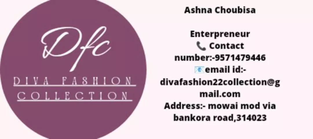 Visiting card store images of Diva fashion collection