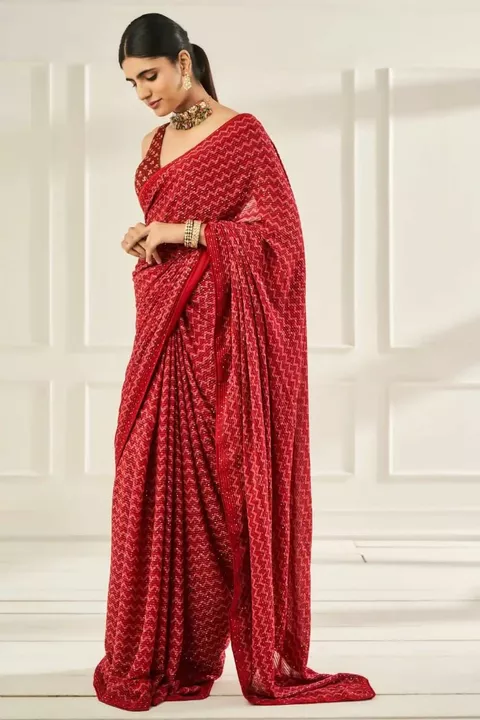 Post image New Georgette Sequins Saree🔥🔥Only @800/-(Incl. Taxes)