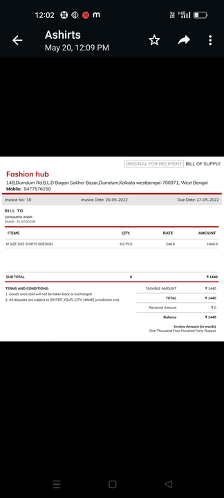 Post image I paid 1440 rs shirts from this fashion hub I paid money they cheated me not send order not answering calls or msgs plz don't trust this one his number 9477876150