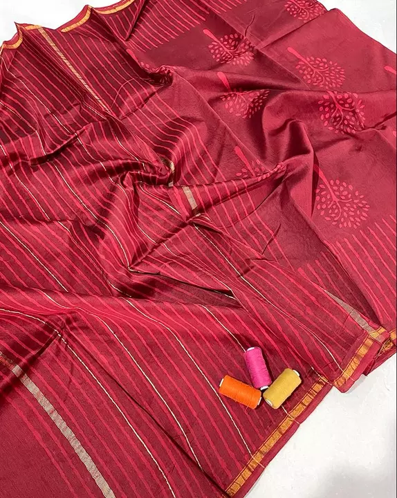 New collection of..
Saress in chanderi in hand block printed.
Length is 5.5+.80m with blouse..
Price uploaded by Moon's collection on 6/27/2022