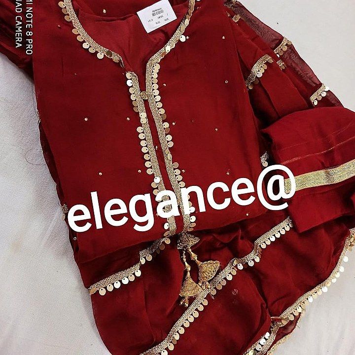 *Elegance* 


 Georgette   top  full stitched WD beautiful front work ,

Georgette  sharara WD gotta uploaded by business on 6/19/2020