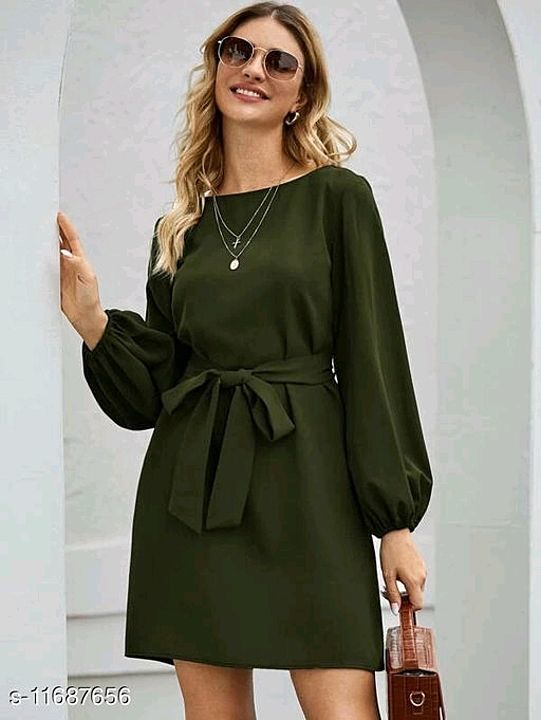 Belted Bishop Sleeve Mini Dress
 uploaded by All in one store  on 11/6/2020