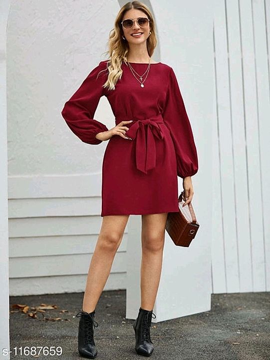 Belted Bishop Sleeve Mini Dress
 uploaded by All in one store  on 11/6/2020
