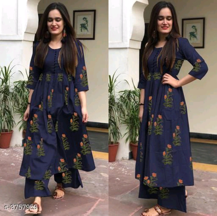 Long kurti with plazoo uploaded by business on 6/27/2022