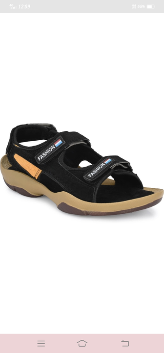 📣🎉 Lazy21 Pure Leather Black 🖤 Velcro Comfort And Fashionable Trendy Daily Wear Sandals For Men  uploaded by .lazy21.com on 6/28/2022