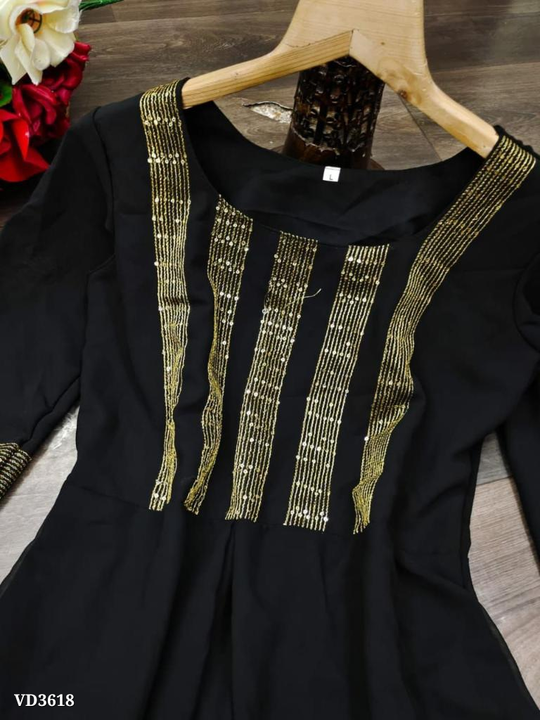 *Cash On Delivery Available* *GEORGETTE KURTI* *New party wear embroidery work kurti with dupatta uploaded by SN creations on 6/28/2022