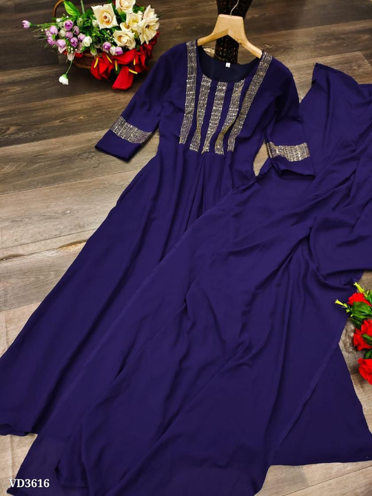 *Cash On Delivery Available* *GEORGETTE KURTI* *New party wear embroidery work kurti with dupatta uploaded by SN creations on 6/28/2022