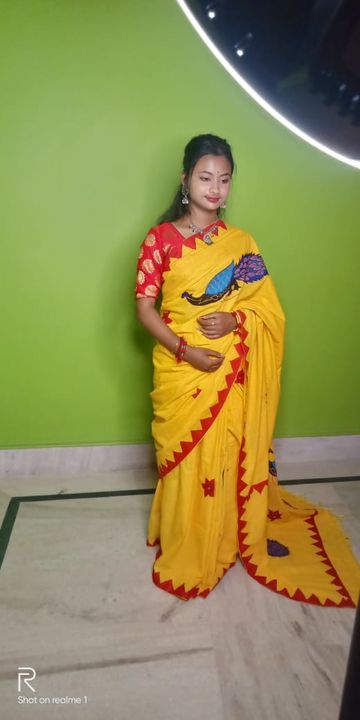 Pure cotton woman saree and man kurta with beautiful applique design Peacock  uploaded by Ipsita Handicrafts on 6/28/2022