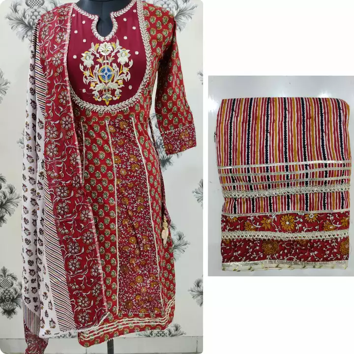 *Beautiful Cotton floral peplum kurti with handwork and embroidery on yoke , huge flairy sharara wit uploaded by Silkora sarees on 6/29/2022