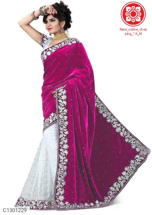 Product Name:* Varnam  Gorgeous Embroidered Velvet Saree uploaded by business on 6/29/2022