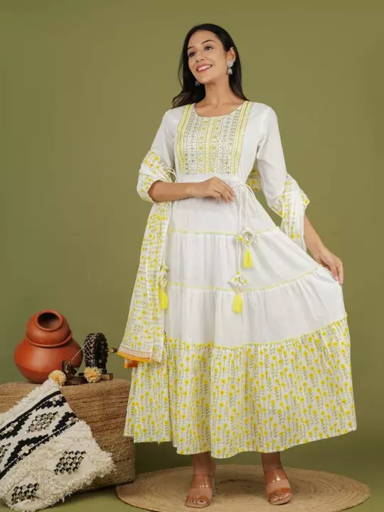 Ishna Trendy Cotton Embroidered Gown With Dupatta uploaded by Ishna on 6/29/2022