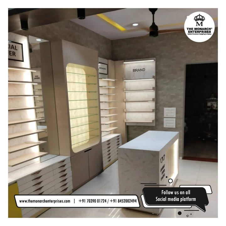 Post image How would you style up your #OpticalShowroom 🕶 this coming #Festival ✨? 
Our Modern, elegant &amp; a statement #store #design that will always keep your luxury quotient high ✨ ✅ 
Design, Installation &amp; Execution done successfully for Gayatri Chashmaghar 🕶 #Baroda 🍀
For more details talk 📞 to our team of experts &amp; they will be happy to share all the info !!
#TheMonarchEnterprises 👑 is a Largest manufacturer of #furniture for eyewear in India, Having Largest factory in the industry for making 👓 eyewear furniture, with Largest team of Designers 👍
#WednesdayMotivation ✨#WednesdayThoughts 🌈#vadodara #Retail #Store #RetailShowroom #Opticalshop #opticalgroup #OpticalIndustry #3ddesign #opticalworld #eyewearshop #Eyewearstore #entrepreneur #Display #Modular #showroominterior #interiordesign #interiordesigner #interior #Mumbai #architecturedesign #Pune
To know more click the link below: http://bit.ly/TheMonarchEnterprises