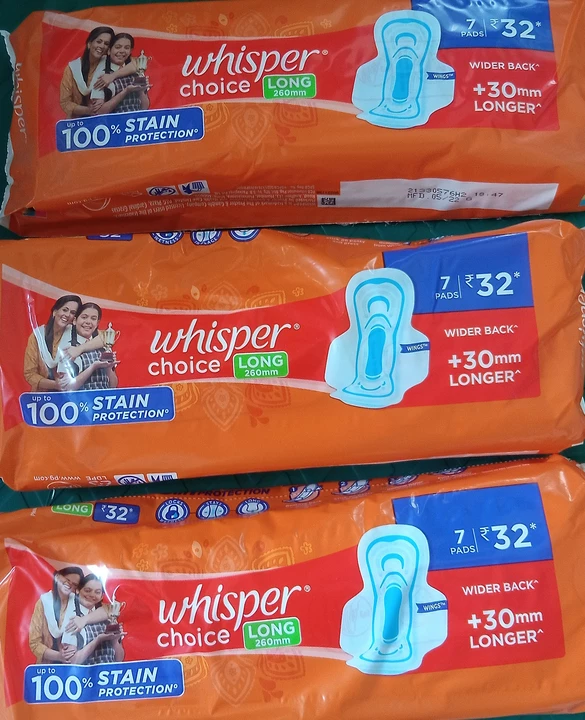 Whisper sanitary pad regular Mrp 32/- uploaded by business on 6/29/2022