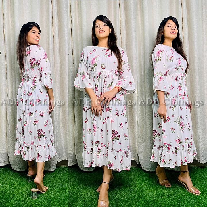 ADPclothings women floral print mid long flair dress #dressthatfitsall 
 uploaded by business on 11/7/2020
