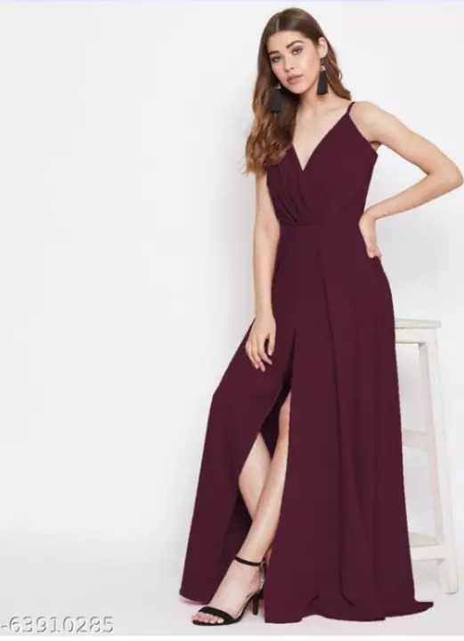Women slit cut maxi dress uploaded by business on 6/30/2022