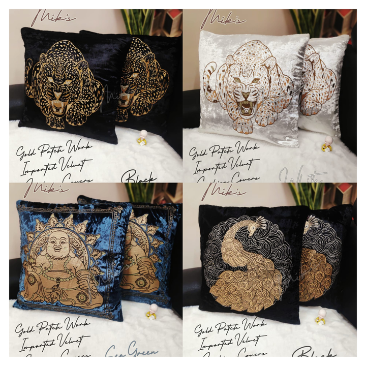 Gold patch imported cushion cover uploaded by SIMMI INTERNATIONAL on 6/30/2022