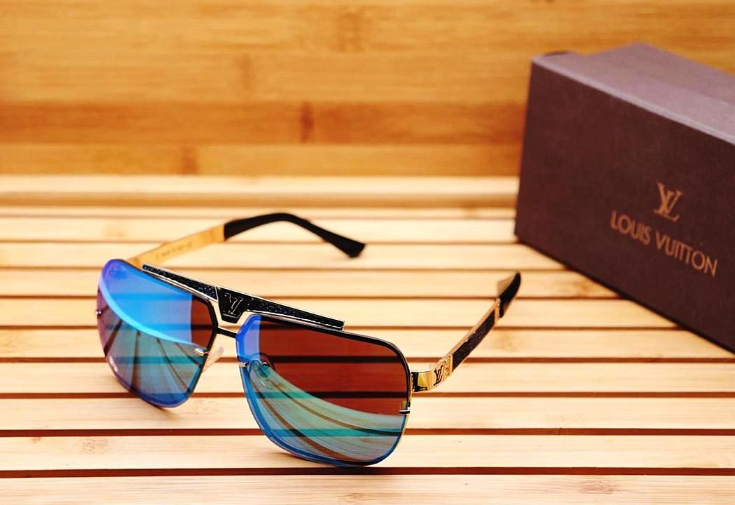 Find Louis Vuitton- 81060 Aqua Blue Lens To Gold Metal Frame Branded  Sunglasses by Pilanta Group near me, Sarthana Jakatnaka, Surat, Gujarat