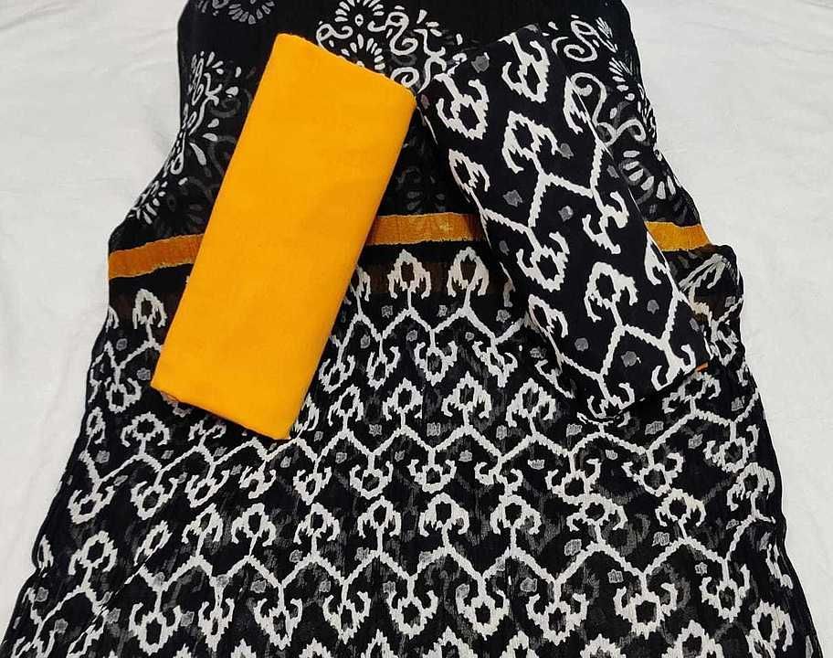 Post image Exclusive new hand block printed cotton dress materials with chiffon duptta👌👌

More details whatsapp &lt;&gt; 8005678490