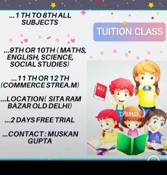 Tuition class available in old delhi  uploaded by muskan gupta on 7/1/2022