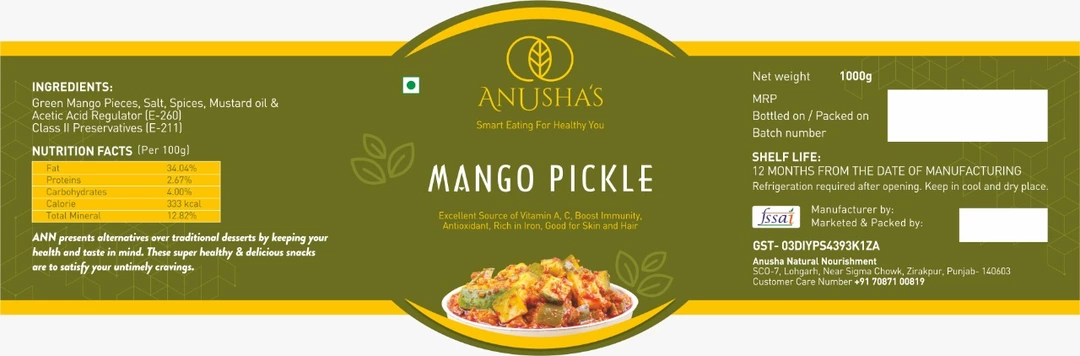 Mango pickle uploaded by Anusha natural nourishment on 7/1/2022
