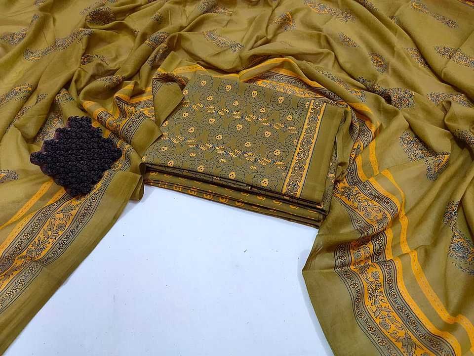 ❤️new collection❤️ 
Block printed soft and beautifull cotton suit set with *cotton dupatta* uploaded by business on 11/8/2020
