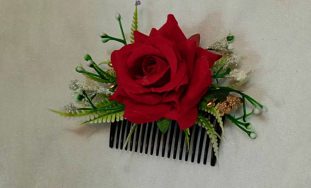 Rose flower hair comb  uploaded by Jitisha Creations on 7/4/2022