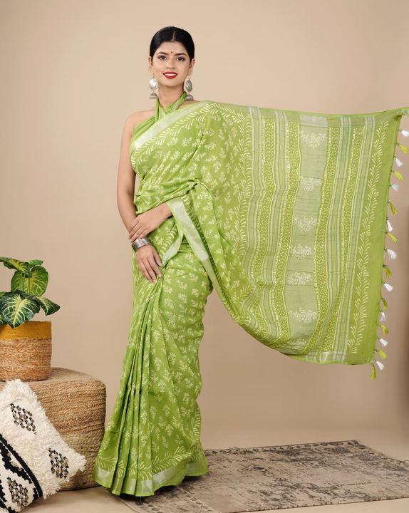 Linen cotton saree uploaded by Shree ram fashion on 7/4/2022
