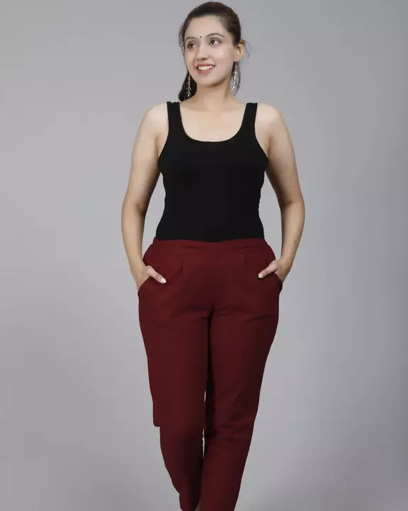 COSMOGIRL women's cotton pants with pocket and drawstring (maroon)  uploaded by business on 7/5/2022