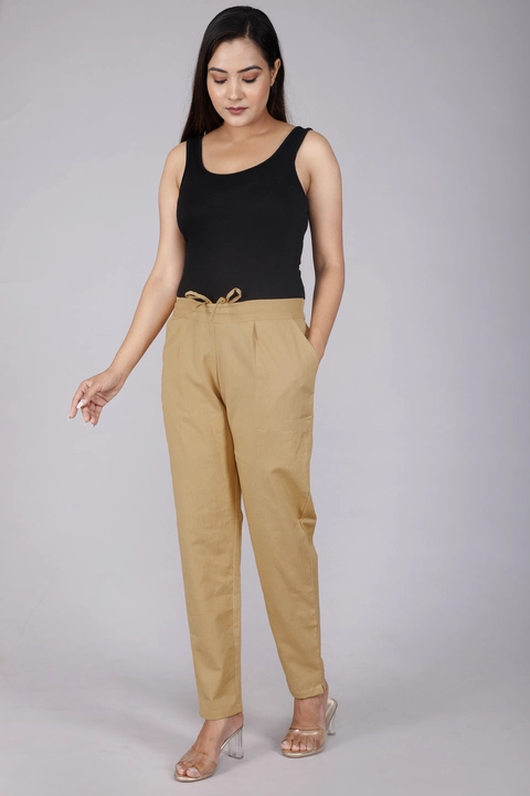 COSMOGIRL regular fit women's cotton pants for kurties amd tops. (Golden)  uploaded by business on 7/5/2022