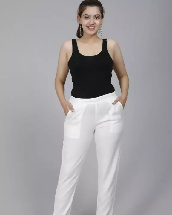 COSMOGIRL women's cotton pants for kurties and tops with pocket and drawstring ( white)  uploaded by business on 7/5/2022
