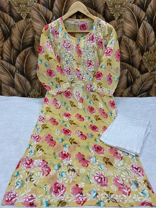 Post image Mul mul printed top.Length -46" approxSize- 38" to 46"Price- 649/-