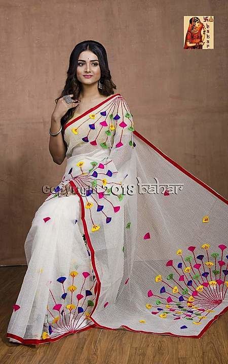 Handloom aplick work saree uploaded by business on 11/8/2020