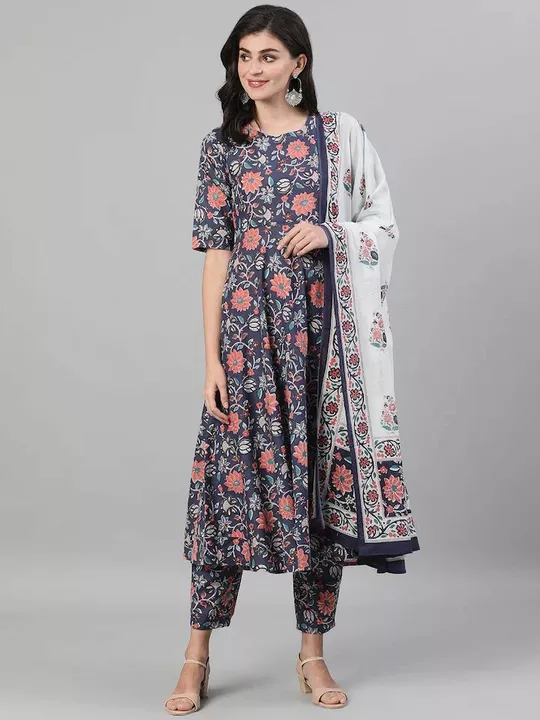 Cotton Anarkali Kurti Pant Duppata Set uploaded by Rupru Fashion Private Limited on 7/5/2022