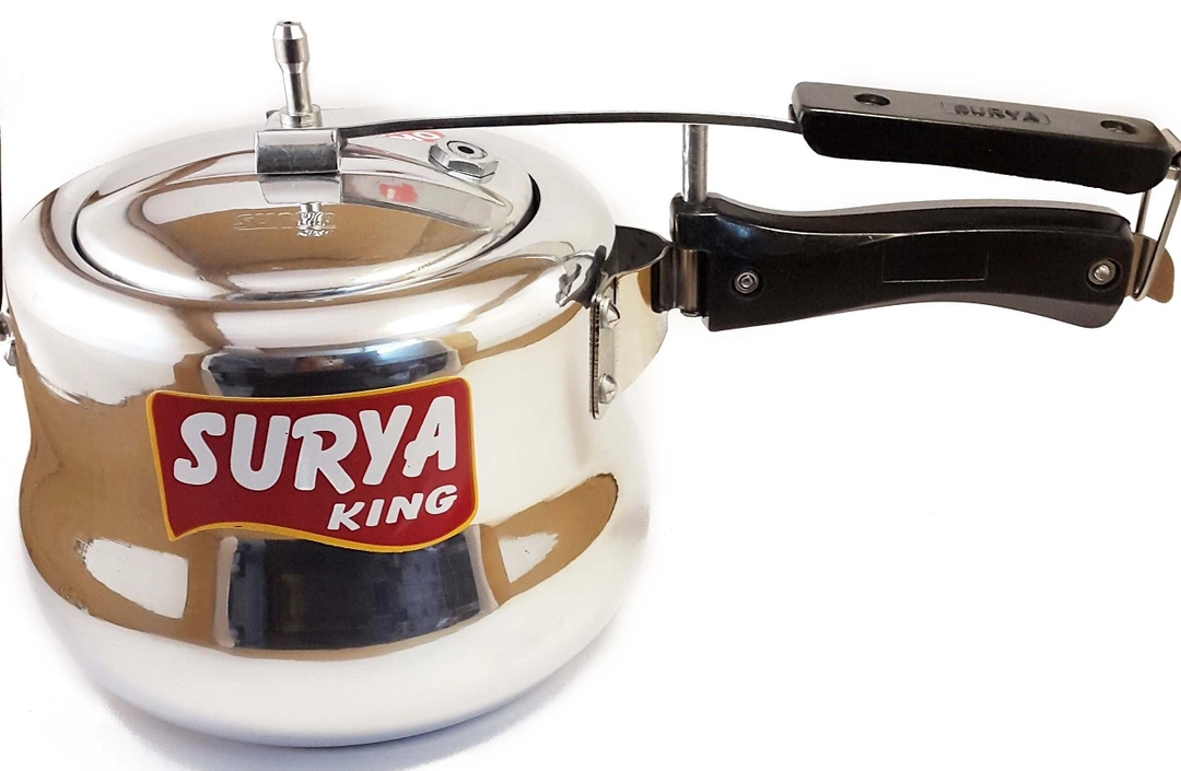 Post image Surya king pressure cookerAvailable in 3 ltr @ 6205 ltr @ 6807 ltr @ 740Weight approx 2 kg of 5 ltrIsi passed productMix packing also possible.