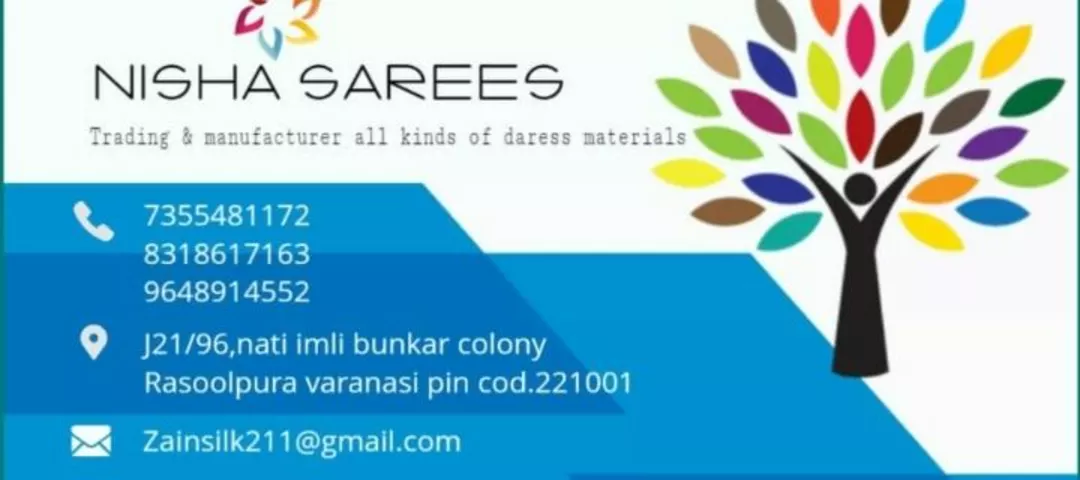 Visiting card store images of Nisha sarees