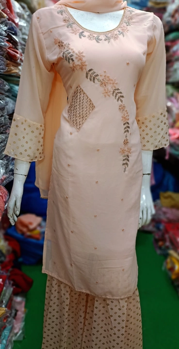 Gorget fabrics sarara set with duppata  uploaded by Rajshree Enterprises on 7/6/2022