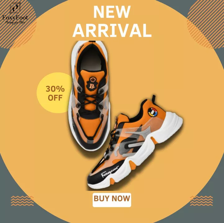 🥳📣 Foxyfoot Synthetic Leather Orange 🧡 And Black 🖤 Trendy And Attractive Daily wear Sports Shoes uploaded by SSG ENTERPRISES on 7/7/2022