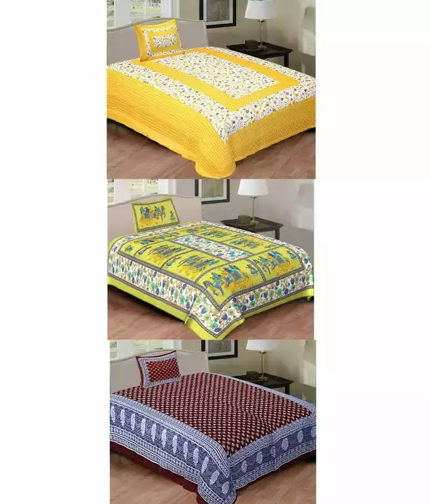 Combo of 3 single bedsheets uploaded by SIMMI INTERNATIONAL on 7/7/2022