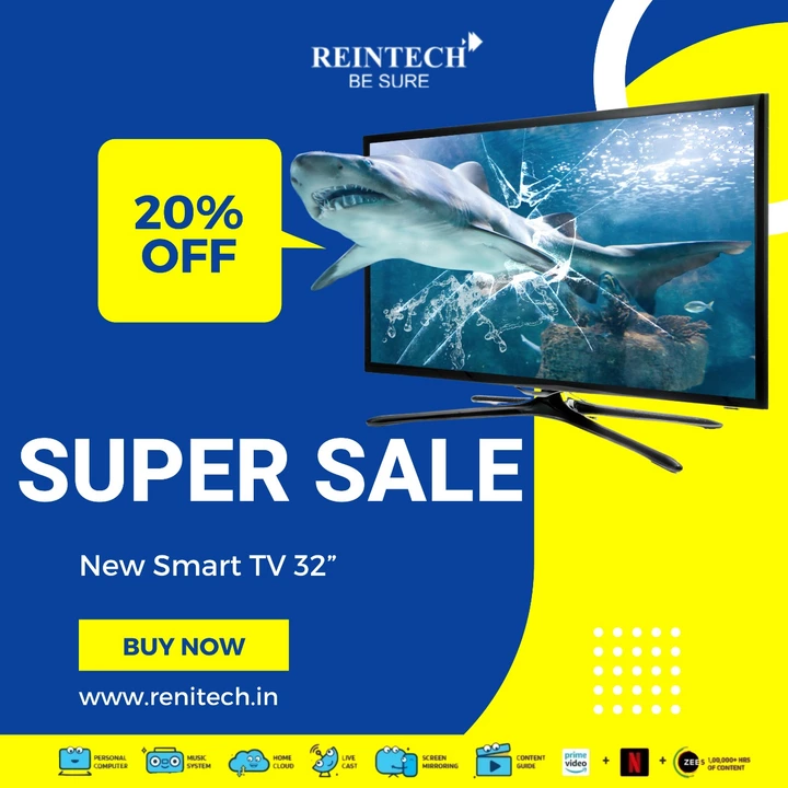 Reintech 32 inch smart led tv. uploaded by Reintech Electronics Pvt Ltd. on 7/7/2022