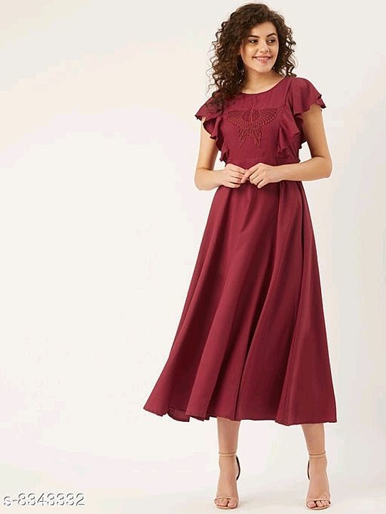 U&F Women Solid with Butterfly Applique Detail A-Line Dress
 uploaded by business on 11/9/2020